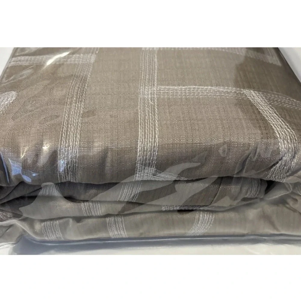 NEW Lemieux Et Cie Mareé Taupe Embroidered Linen/Bamboo Queen Duvet Set‎